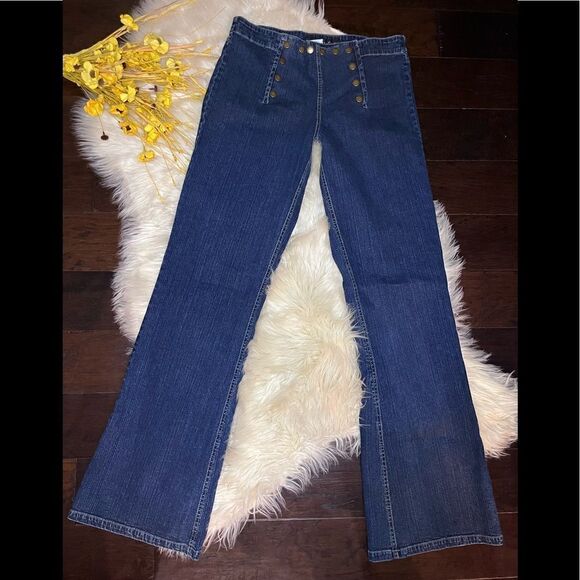 Whittall & Shon high waisted sailor style flare denim jeans sz medium - Picture 1 of 9
